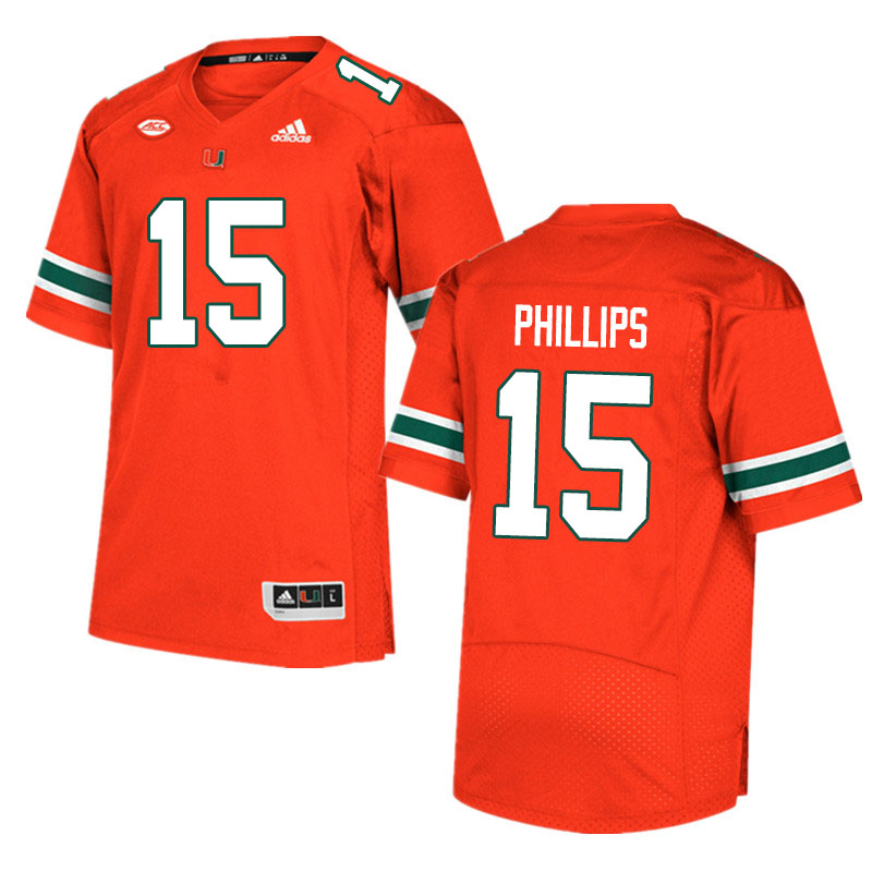 Men #15 Jaelan Phillips Miami Hurricanes College Football Jerseys Sale-Orange